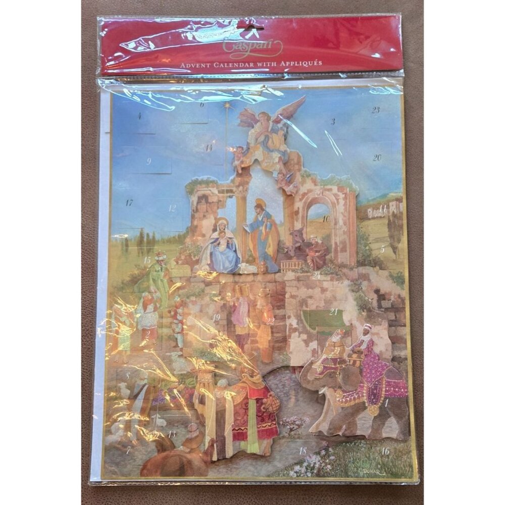 Caspari Advent Christmas Nativity Calendar with Appliques NEW Beautiful